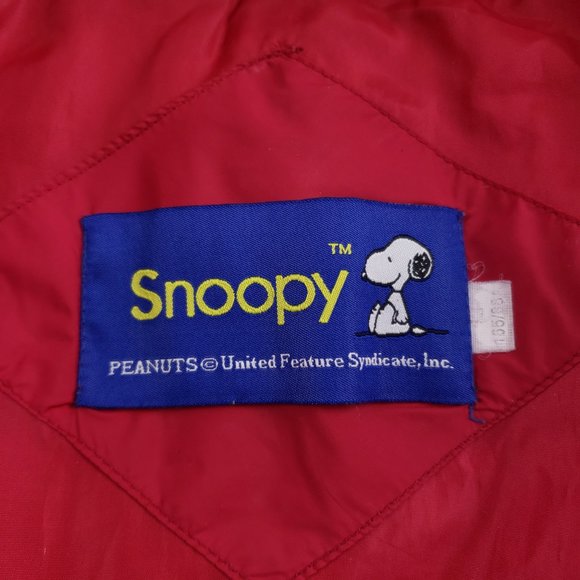 Vintage Snoopy Peanuts Gang Red Puffer Jacket Juniors L Womens S - Picture 3 of 10